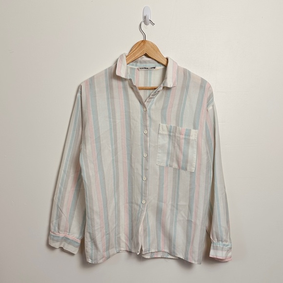 Vintage pastel button down striped shirt - L - Picture 1 of 4